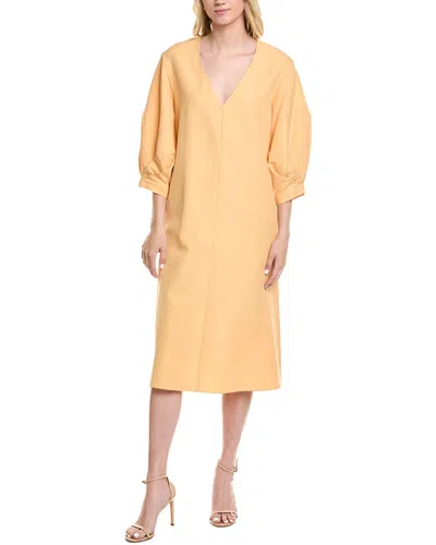 LAFAYETTE 148 SILK & LINEN-BLEND MIDI DRESS