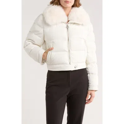 L'AGENCE L'AGENCE BRETTON FAUX FUR TRIM QUILTED PUFFER JACKET