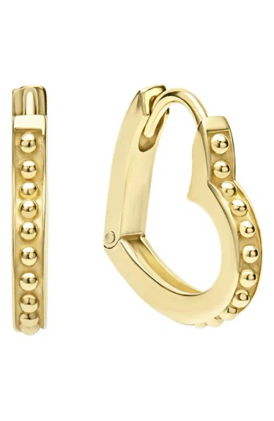 LAGOS LAGOS 18K GOLD CAVIAR HEART HUGGIE HOOP EARRINGS