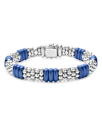 LAGOS 18K YELLOW GOLD & STERLING SILVER ULTRAMARINE CERAMIC RONDELLE & CAVIAR BEAD STATEMENT BRACELET