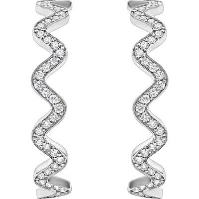 LAGOS LAGOS CAVIAR SPARK DIAMOND WAVE HOOP EARRINGS