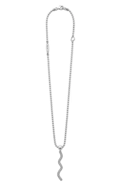 LAGOS LAGOS CAVIAR SPARK DIAMOND WAVE PENDANT NECKLACE