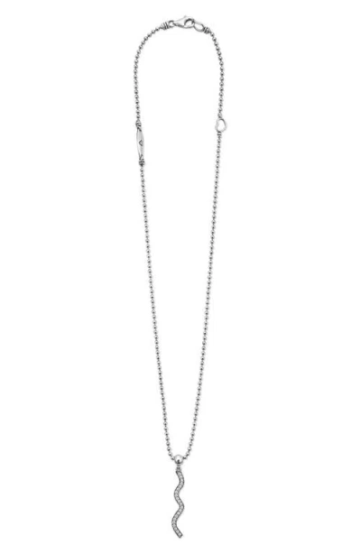 LAGOS LAGOS CAVIAR SPARK DIAMOND WAVE PENDANT NECKLACE