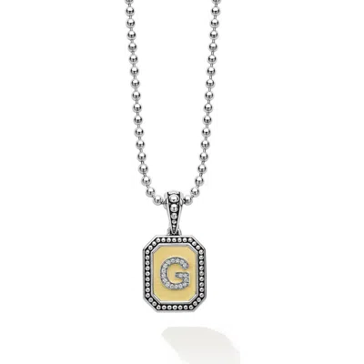 LAGOS LAGOS SIGNATURE CAVIAR DIAMOND INITIAL PENDANT NECKLACE