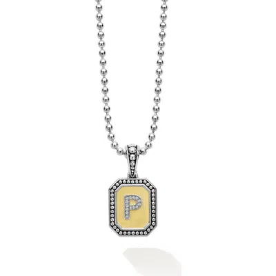 LAGOS LAGOS SIGNATURE CAVIAR DIAMOND INITIAL PENDANT NECKLACE