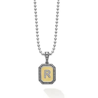 LAGOS LAGOS SIGNATURE CAVIAR DIAMOND INITIAL PENDANT NECKLACE