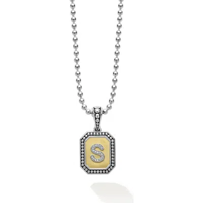 LAGOS LAGOS SIGNATURE CAVIAR DIAMOND INITIAL PENDANT NECKLACE