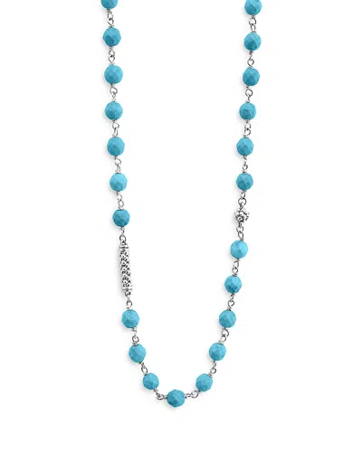 LAGOS STERLING SILVER CAVIAR TURQUOISE BEAD STATION NECKLACE, 34
