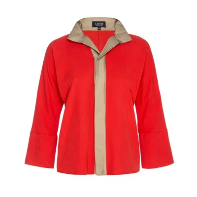 LAHIVE WOMEN'S RED / NEUTRALS JEWELL BRUSHED SILK RED BLOUSE