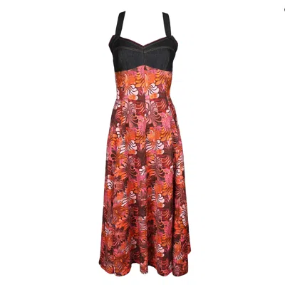 LALIPOP DESIGN WOMEN'S BLACK HIBISCUS MIDI DRESS