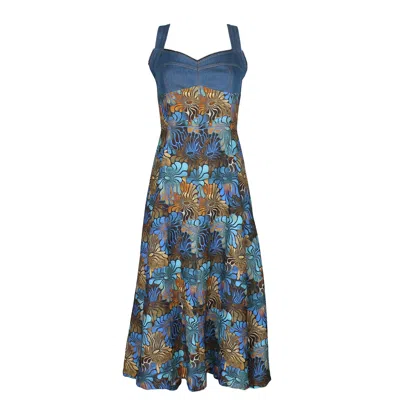 LALIPOP DESIGN WOMEN'S BLUE INDIGO MIDI DRESS