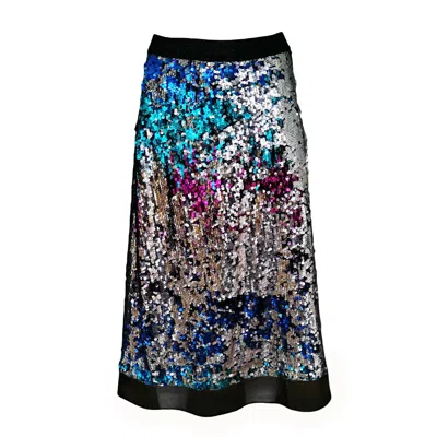 LALIPOP DESIGN WOMEN'S DOUBLE-SIDED MULTICOLOR SEQUIN-EMBELLISHED A-LINE MIDI SKIRT