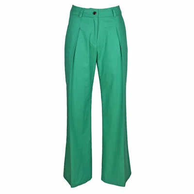 LALIPOP DESIGN WOMEN'S JEWEL-TONE GREEN WIDE-LEG PANTS