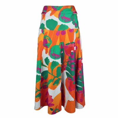LALIPOP DESIGN WOMEN'S MULTICOLOR A-LINE COTTON MIDI SKIRT
