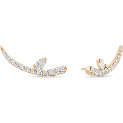 LANA LANA 14K GOLD CURVED DIAMOND STUD EARRINGS