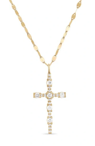 LANA LANA 14K GOLD ELEVATED DIAMOND CROSS PENDANT NECKLACE