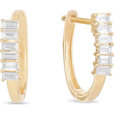 LANA LANA 14K GOLD MINI BAGUETTE DIAMOND HUGGIE HOOP EARRINGS
