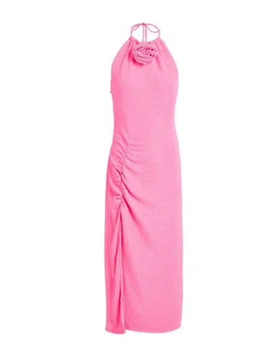 LANÇA PERFUME LANÇA PERFUME WOMAN MIDI DRESS FUCHSIA SIZE S POLYESTER, ELASTANE