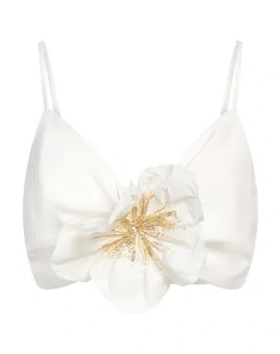 LANÇA PERFUME LANÇA PERFUME WOMAN TOP IVORY SIZE M POLYESTER, VISCOSE, ELASTANE