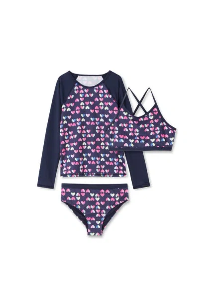 LANDS' END LANDS' END BIG GIRLS 3 PIECE UPF 50 SUN PROTECTION RASH GUARD SET