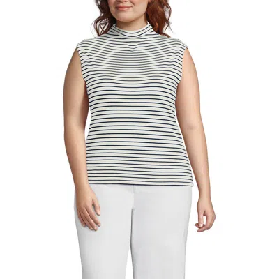 LANDS' END LANDS' END CAP SLEEVE DRAPEY RIB FITTED FUNNEL NECK TANK