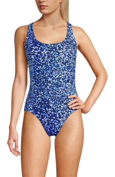 LANDS' END LANDS' END CHLORINE RESISTANT SCOOP NECK X-BACK ONE PIECE SWIMSUIT