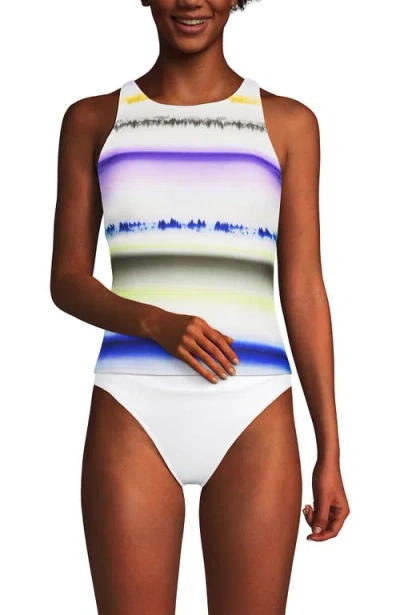 LANDS' END LANDS' END D-CUP TUGLESS HIGH NECK STRAPPY BACK TANKINI SWIMSUIT TOP
