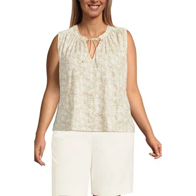 LANDS' END LANDS' END LINEN BLEND NOTCH NECK SWING TANK TOP