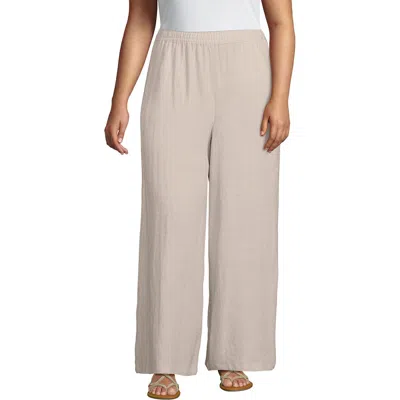 LANDS' END LANDS' END PLUS SIZE LINEN HIGH RISE PALAZZO PANTS