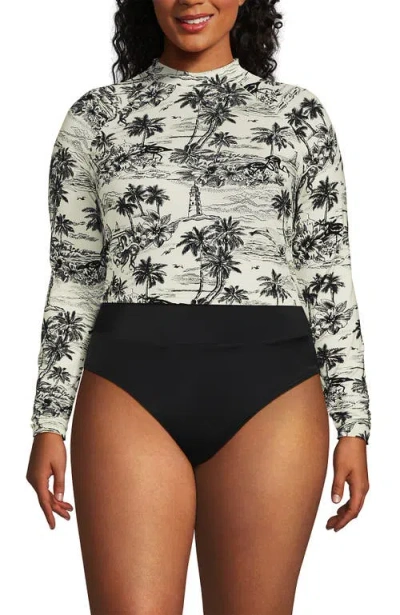 LANDS' END LANDS' END LONG SLEEVE MOCK NECK CROPPED UPF 50 SUN PROTECTION RASH GUARD