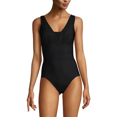LANDS' END LANDS' END MASTECTOMY SLENDER GRECIAN TUMMY CONTROL CHLORINE RESISTANT ONE PIECE SWIMSUIT