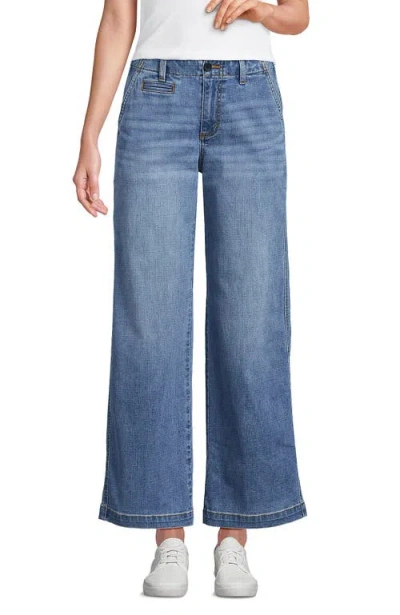 LANDS' END LANDS' END MID RISE DENIM WIDE LEG ANKLE JEANS