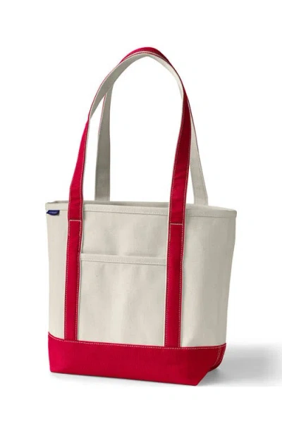 LANDS' END LANDS' END OPEN TOP LONG HANDLE CANVAS TOTE BAG