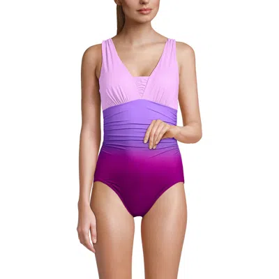 LANDS' END LANDS' END D-CUP SLENDER GRECIAN TUMMY CONTROL CHLORINE RESISTANT ONE PIECE SWIMSUIT