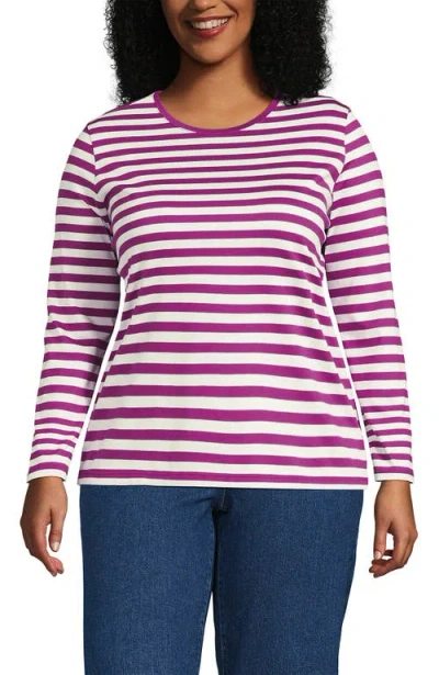 LANDS' END LANDS' END PLUS SIZE RELAXED SUPIMA COTTON LONG SLEEVE CREW NECK T-SHIRT