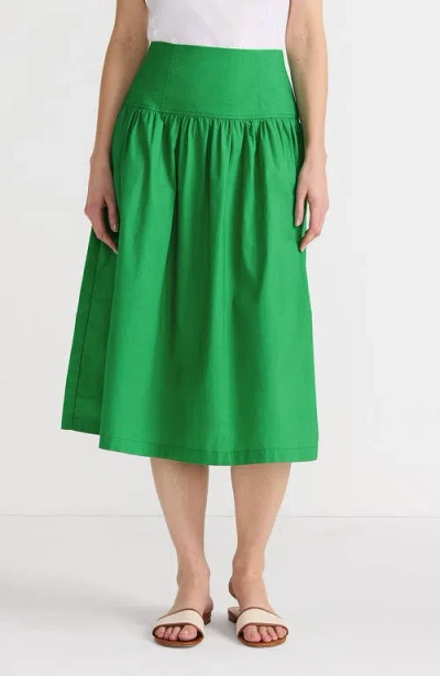 LANDS' END LANDS' END POPLIN DROP WAIST MIDI SKIRT