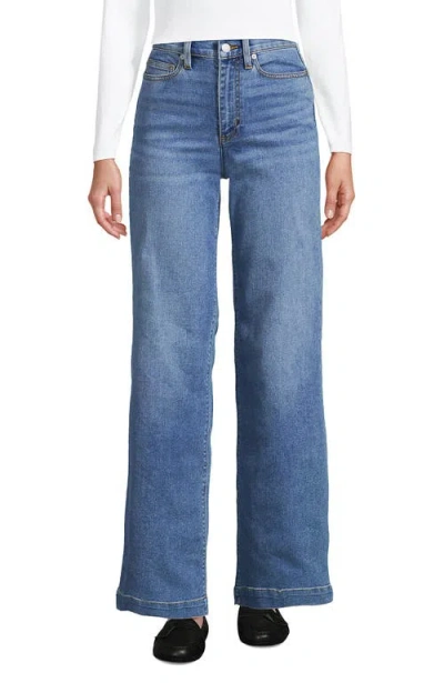 LANDS' END LANDS' END RECOVER HIGH RISE WIDE LEG BLUE JEANS