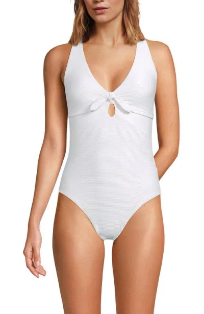 LANDS' END LANDS' END RIBBED KNOT FRONT ONE PIECE SWIMSUIT