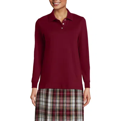 LANDS' END LANDS' END SCHOOL UNIFORM  LONG SLEEVE INTERLOCK POLO SHIRT