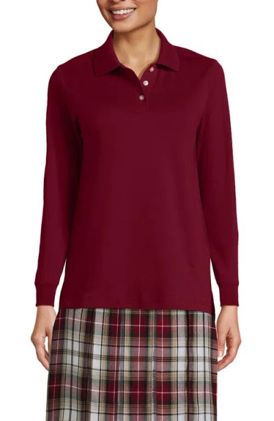 LANDS' END LANDS' END SCHOOL UNIFORM  LONG SLEEVE INTERLOCK POLO SHIRT