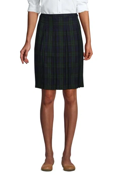 LANDS' END LANDS' END SCHOOL UNIFORM YOUNG  PLAID BOX PLEAT SKIRT TOP OF THE KNEE