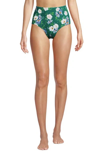 LANDS' END LANDS' END SCULPTING SUIT CHLORINE RESISTANT TARGETED CONTROL RETRO HIGH WAISTED BIKINI SWIM BOTTOMS