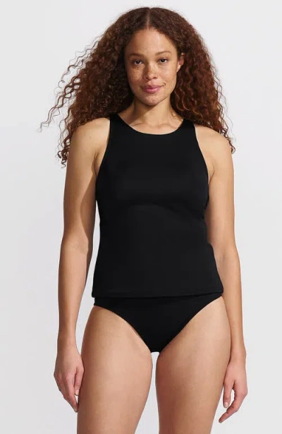 LANDS' END LANDS' END TUGLESS HIGH NECK STRAPPY BACK TANKINI SWIMSUIT TOP