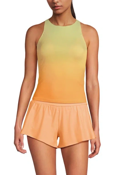 LANDS' END LANDS' END TUGLESS HIGH NECK STRAPPY BACK TANKINI SWIMSUIT TOP