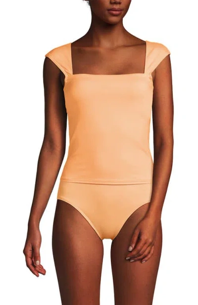 LANDS' END LANDS' END WOMENS SQUARE NECK UNDERWIRE SQUARE BACK TANKINI SWIMSUIT TOP