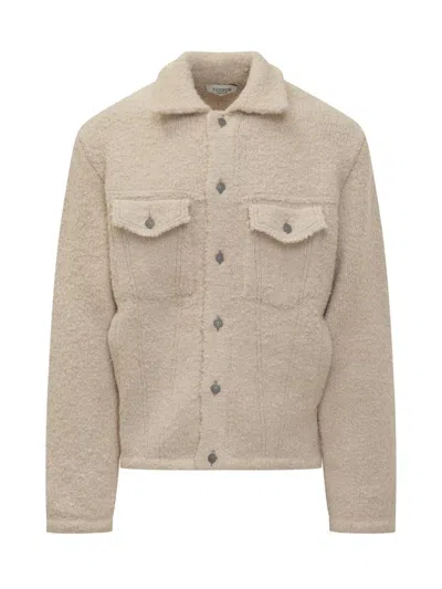 LANEUS LANEUS LANEUS JACKET IN WHITE SHEARLING