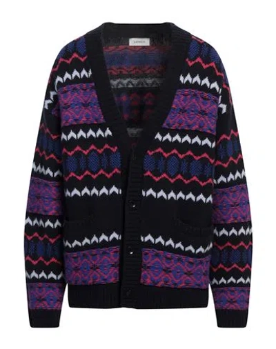 LANEUS LANEUS MAN CARDIGAN MIDNIGHT BLUE SIZE 46 VIRGIN WOOL, CASHMERE