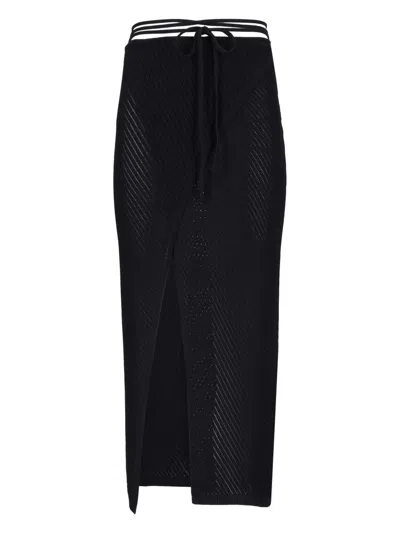 LANEUS POINTELLE-KNIT MAXI SKIRT