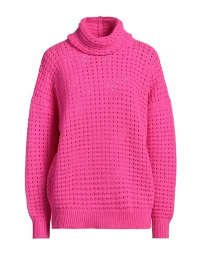 LANEUS LANEUS WOMAN TURTLENECK FUCHSIA SIZE 4 MERINO WOOL, CASHMERE