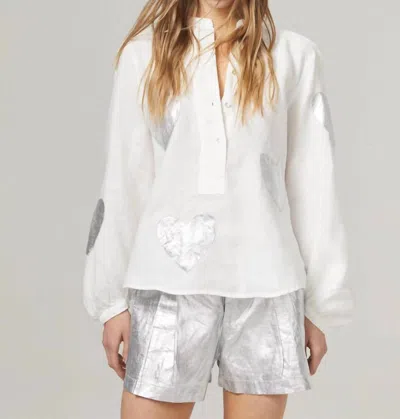 LANHTROPY FRIDA NEW SILVER METALLIC LINEN SHORTS